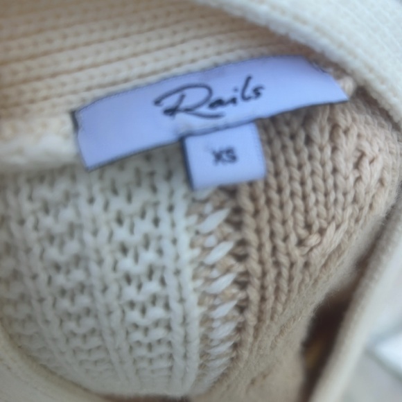 Rails Reese Cream/Tan Patchwork Knit Button up Cardigan Sweater Women's Size Xs - Picture 8 of 9